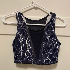 Varley Marble Navy Sports Bra with Mesh